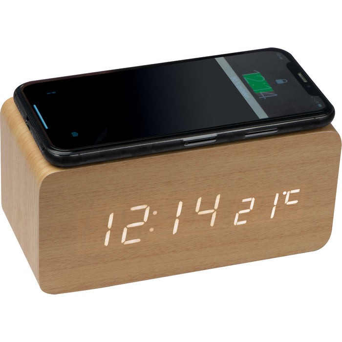 Ceas din lemn, cu incarcator wireless 31515