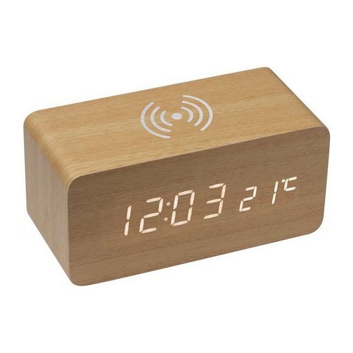 Ceas din lemn, cu incarcator wireless 31515
