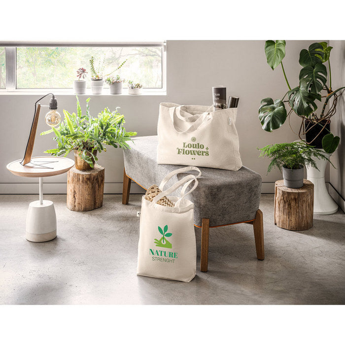 Sacosa bumbac reciclat si RPET 280 gr/m² HARBOR, 38 x 40 x 10 cm