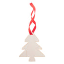 Ornament brad din placaj de mesteacăn cu panglică roșie WoXmas