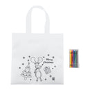 Sacoșă de Crăciun din material RPET cu 5 creioane colorate Julfar Shop