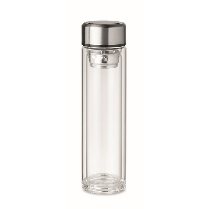 Sticla borosilicat cu pereti dubli, cu termometru tactil 390 ml "Pole Glass"