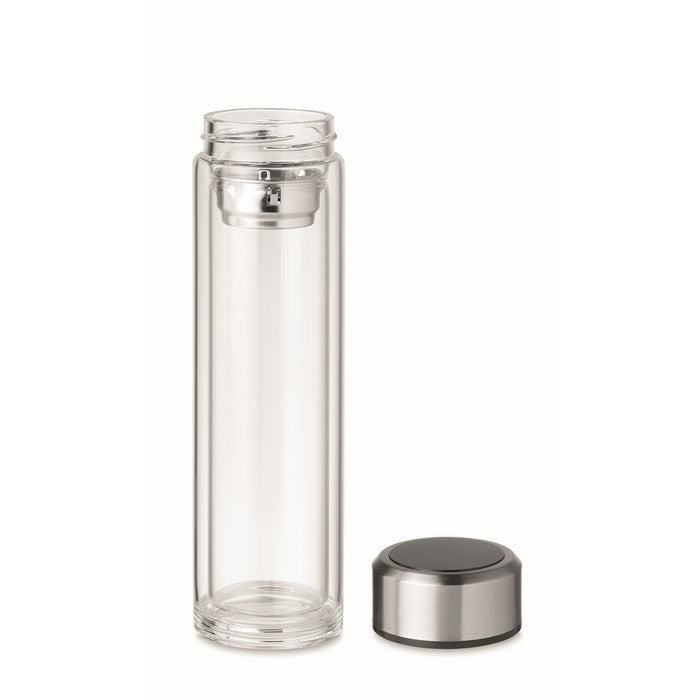 Sticla borosilicat cu pereti dubli, cu termometru tactil 390 ml "Pole Glass"