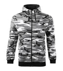 Camo Zipper hanorac bărbați din french terry, cu glugă căptușită