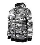 Camo Zipper hanorac bărbați din french terry, cu glugă căptușită