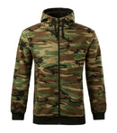 Camo Zipper hanorac bărbați din french terry, cu glugă căptușită