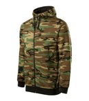 Camo Zipper hanorac bărbați din french terry, cu glugă căptușită