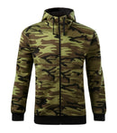 Camo Zipper hanorac bărbați din french terry, cu glugă căptușită