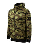 Camo Zipper hanorac bărbați din french terry, cu glugă căptușită
