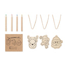 Set de 3 ornamente de Crăciun din lemn cu creioane de colorat FUNCOOL