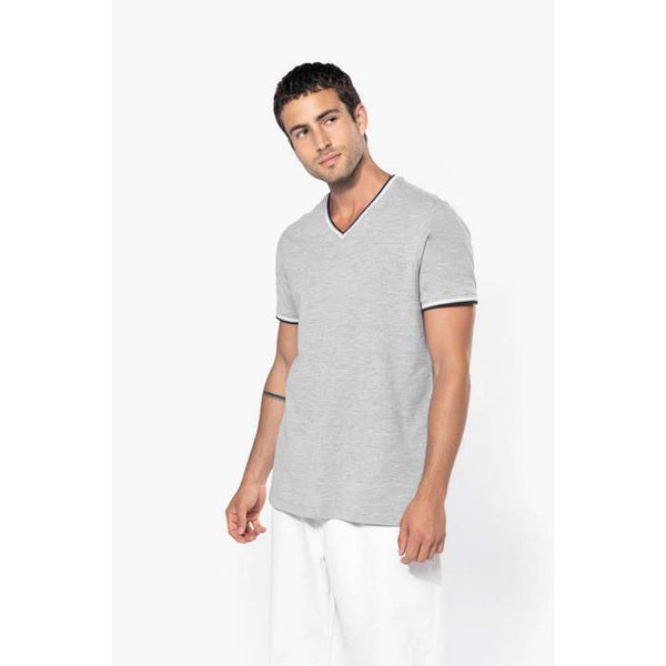 TRICOU BARBATESC Kariban Pique Knit V-neck KA374