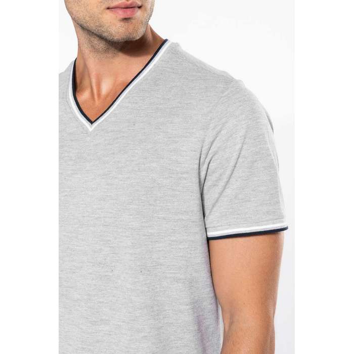 TRICOU BARBATESC Kariban Pique Knit V-neck KA374