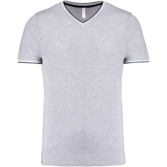 TRICOU BARBATESC Kariban Pique Knit V-neck KA374