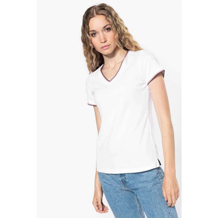 TRICOU DAMA Kariban Pique Knit V-neck KA394