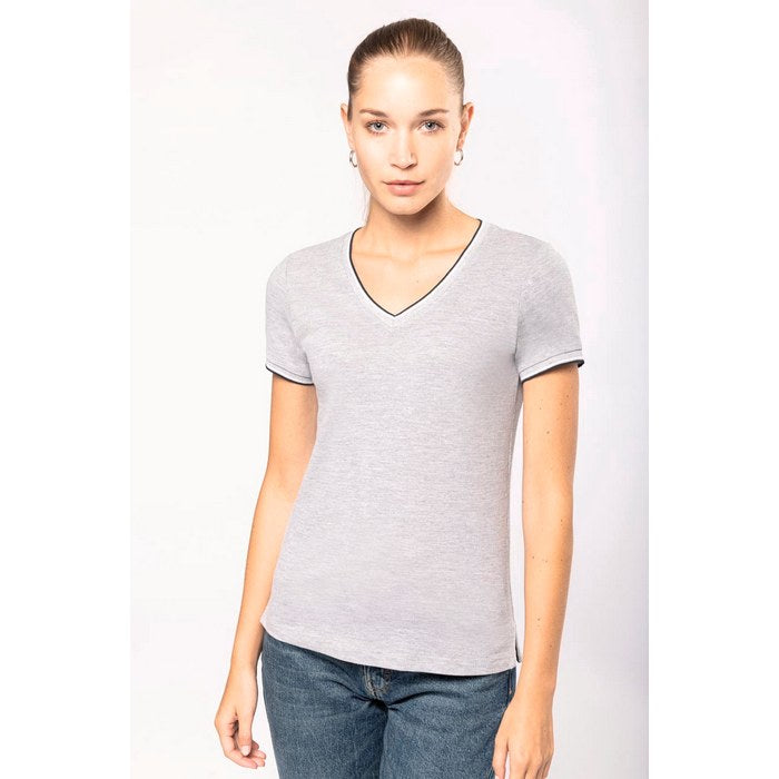 TRICOU DAMA Kariban Pique Knit V-neck KA394