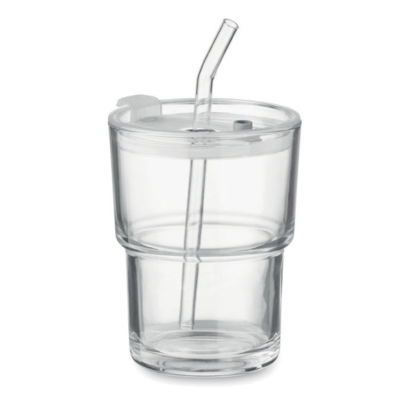 Pahar sticla cu pai 400 ml "Sip"