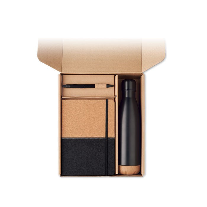 Set cadou 3 piese sticla, agenda si pix "Cadeau"