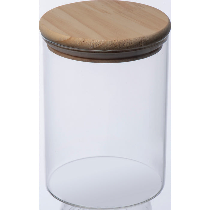 Borcan din sticla borosilicata cu capac din lemn de pin 82615