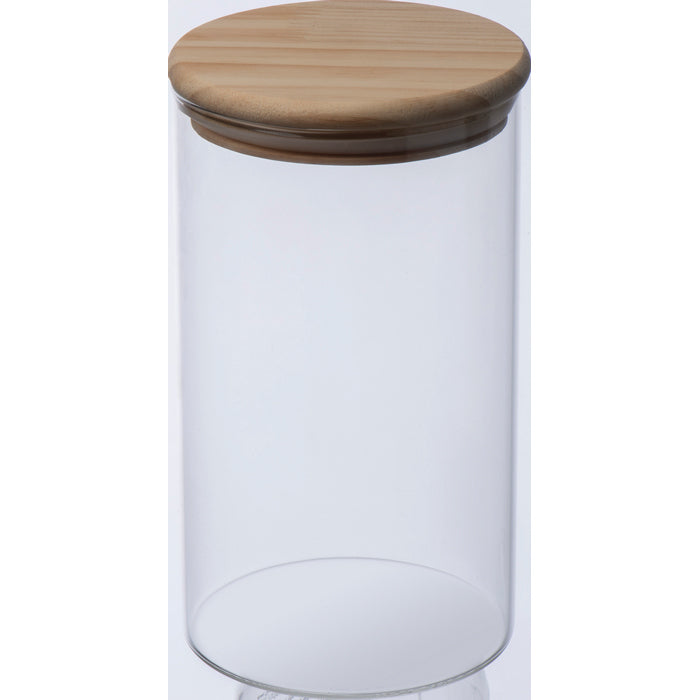 Borcan din sticla borosilicata cu capac din lemn de pin 82616