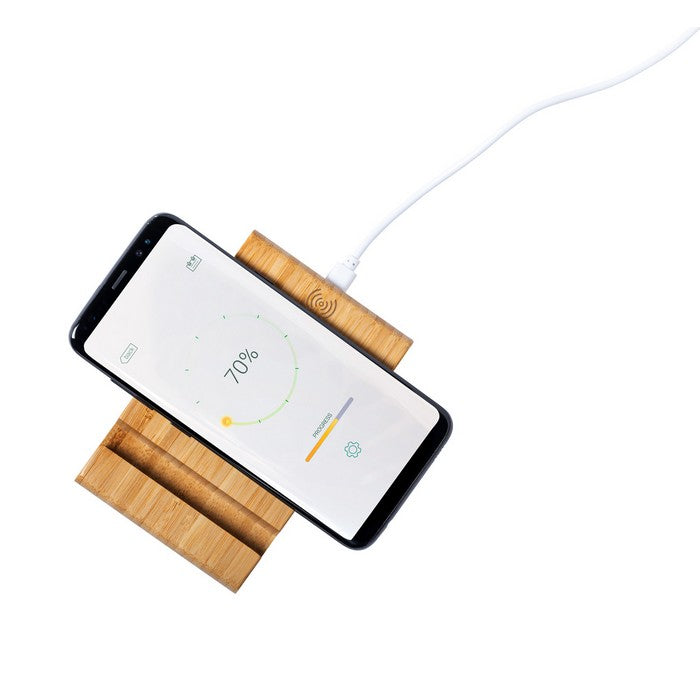 Suport telefon din bambus cu incarcator wirless "Vartol"