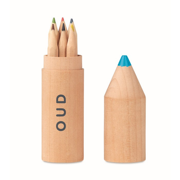 Creioane in cutie de lemn "Petit Coloret", set 6 buc